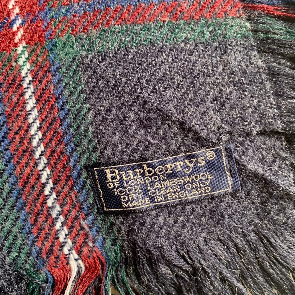Burberry Vintage Wool Square Scarf Navy striped Multicolor